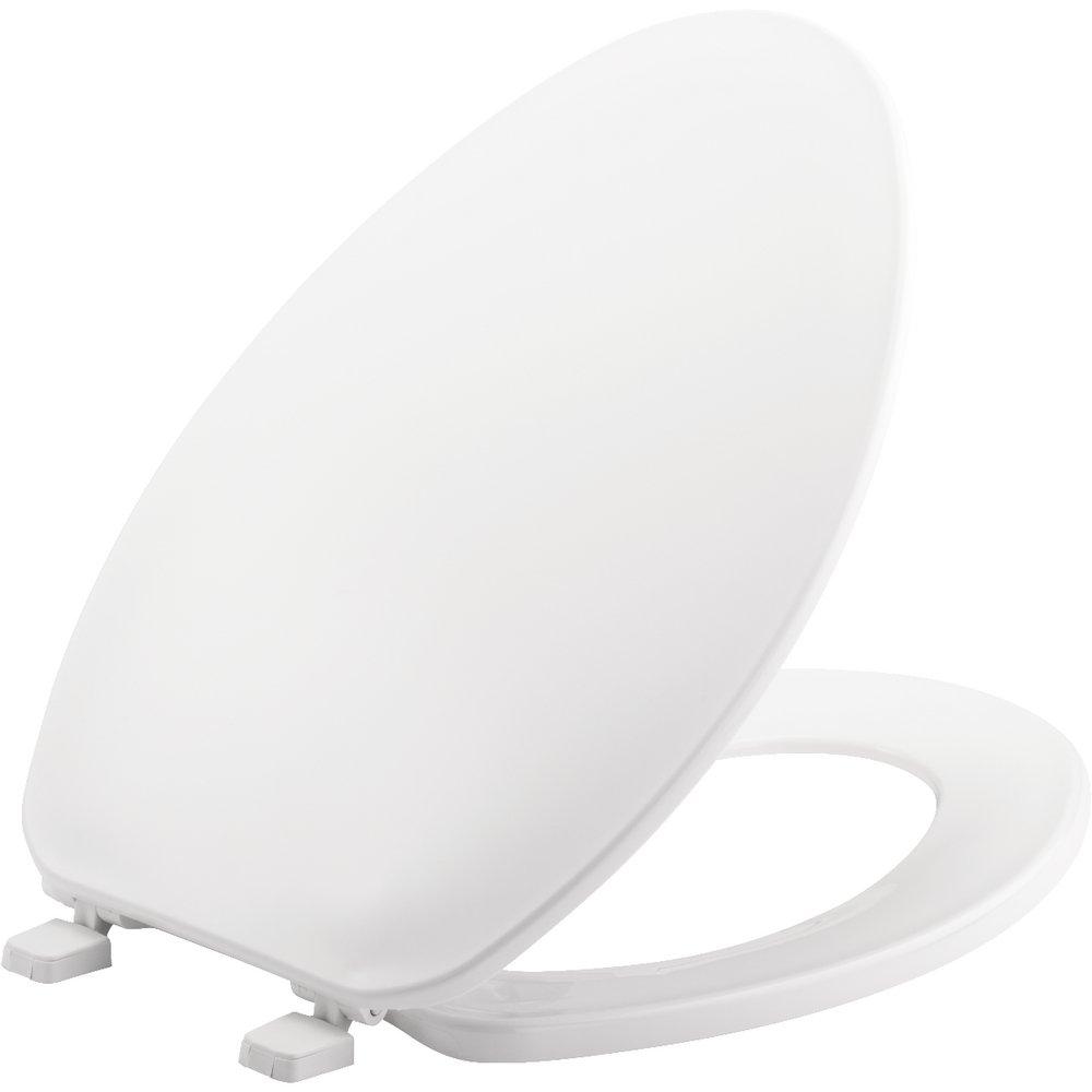 Bemis White Elongated Closed Front Toilet Seat with Cover 