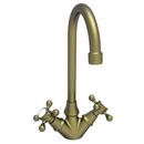 Prep Sink or Bar Faucet with Double Cross Handle in Antique Brass