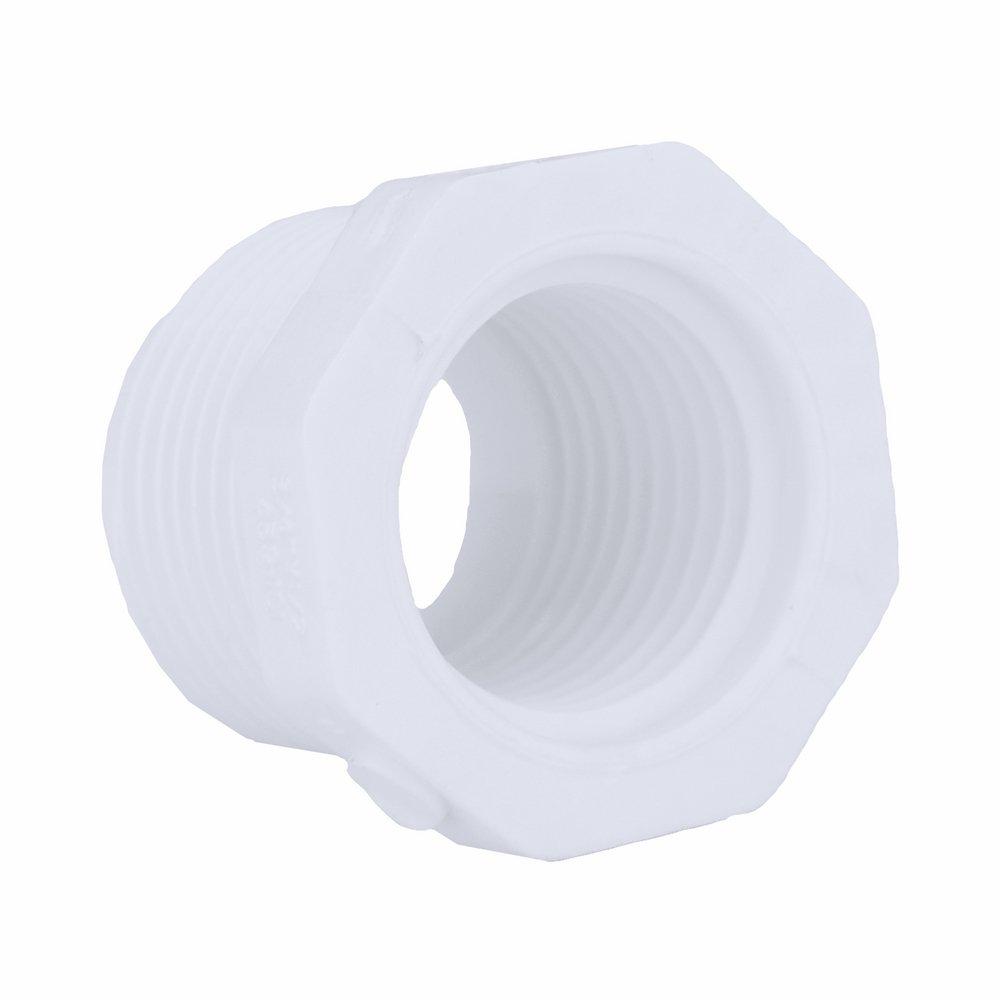 White PVC Schedule 40 Male x Female Threaded Bushing 