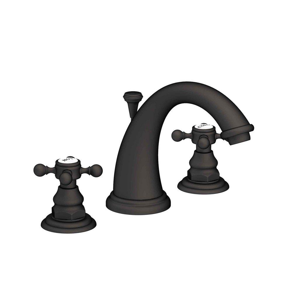 Newport Brass Flat Black Two Handle Widespread Bathroom Sink Faucet Cross Handle 