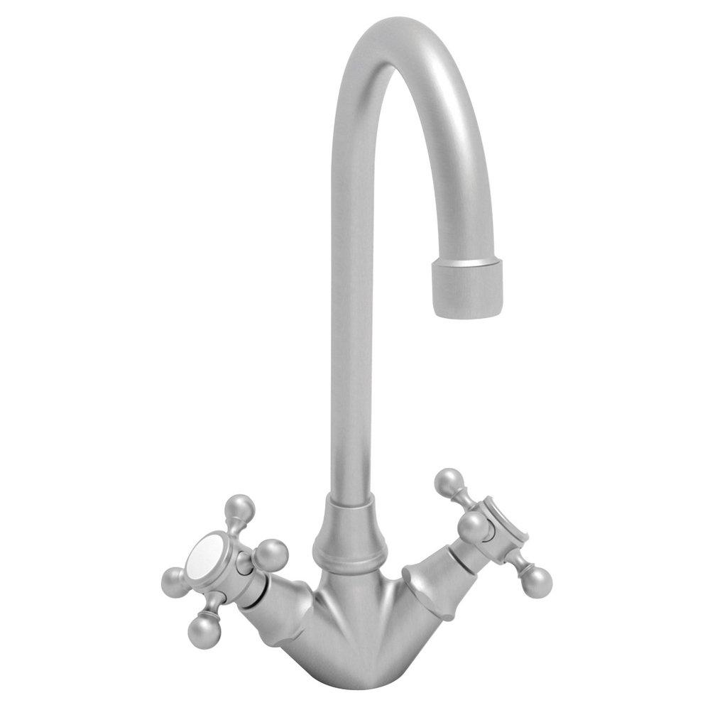 Newport Brass Satin Nickel - PVD Bar or Prep Faucet with Single Cross Handle 