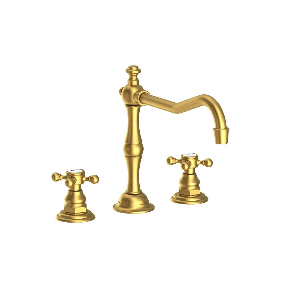 Newport Brass Satin Brass - PVD 3-Hole Kitchen Faucet with Double Cross Handle 