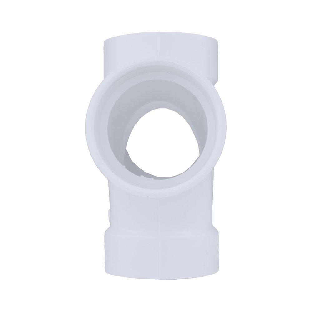 White PVC DWV Double Sanitary Tee 