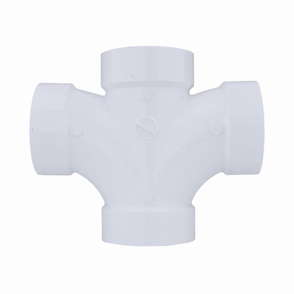 White PVC DWV Double Sanitary Tee 