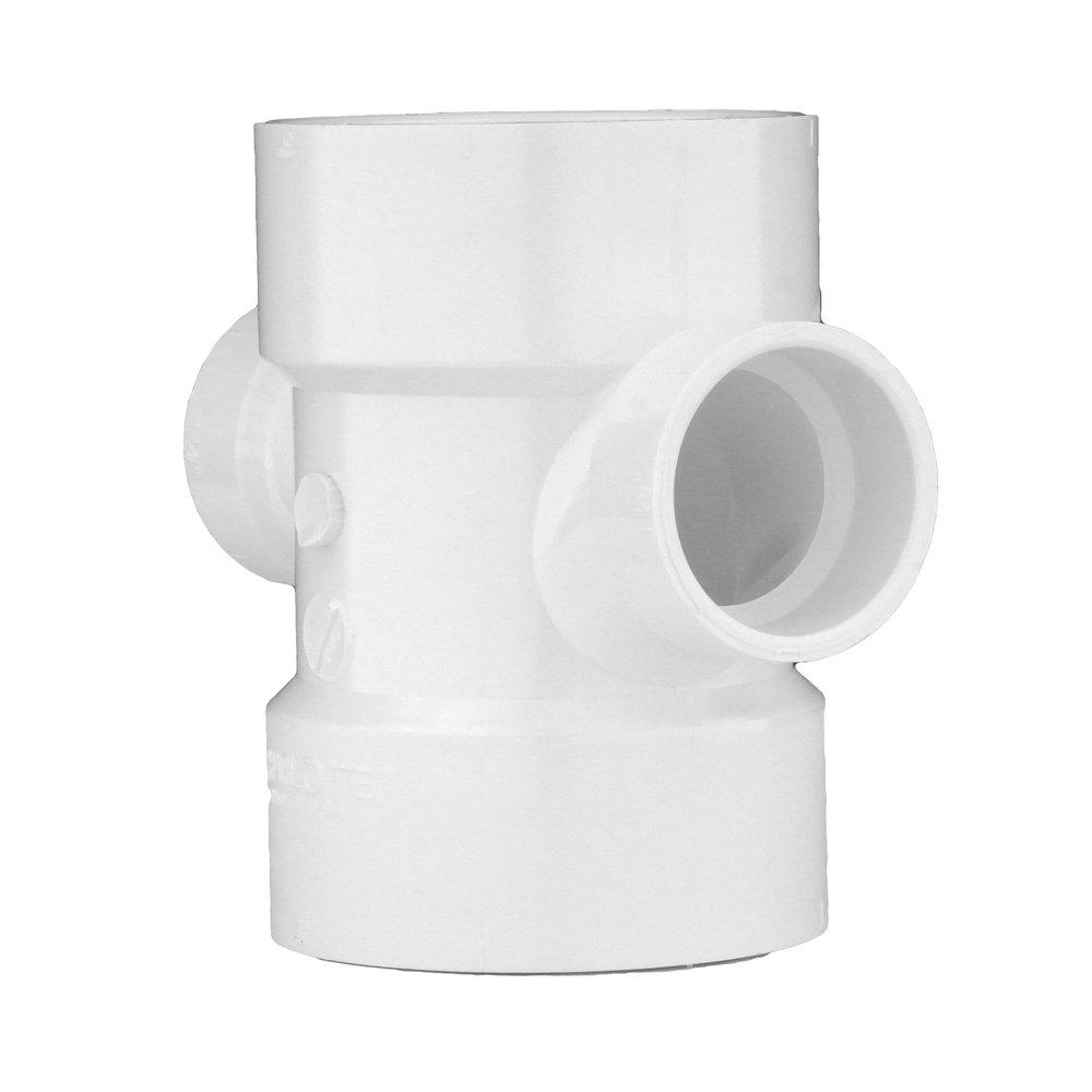 White PVC DWV Double Sanitary Tee 