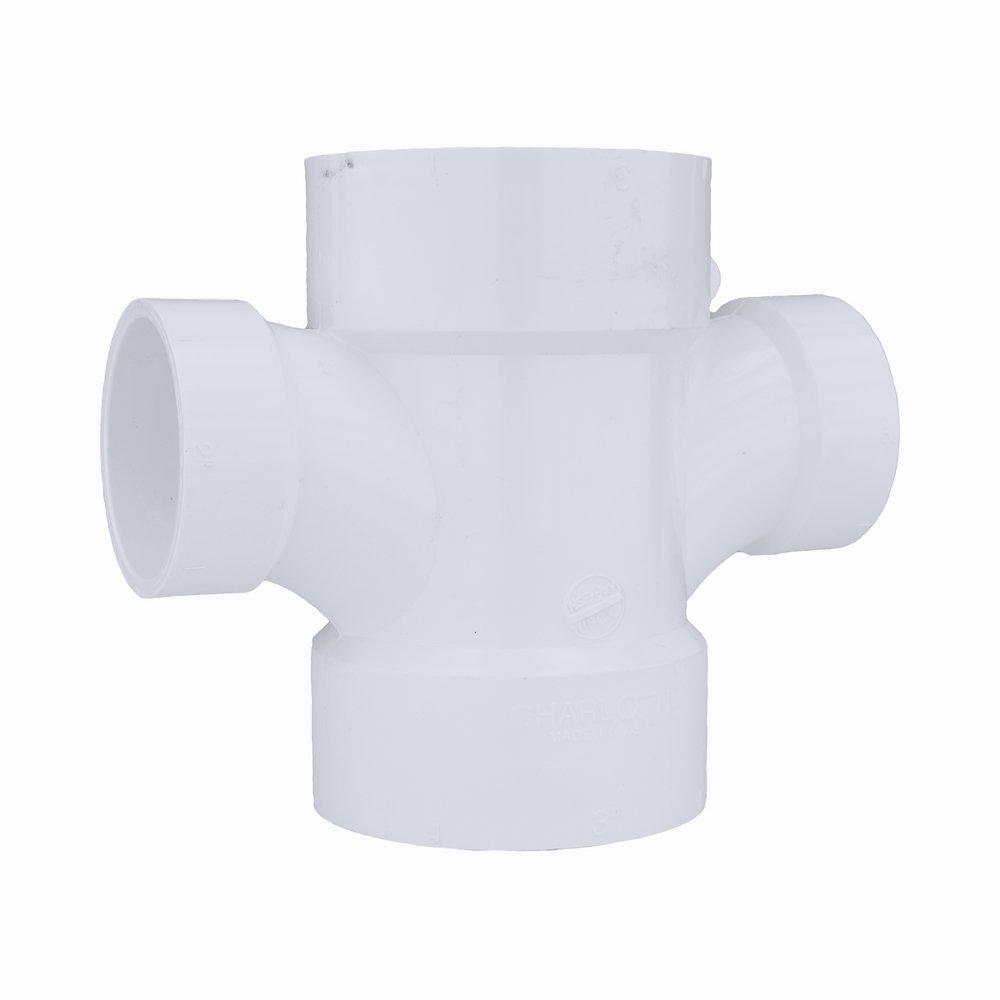 White PVC DWV Double Sanitary Tee 