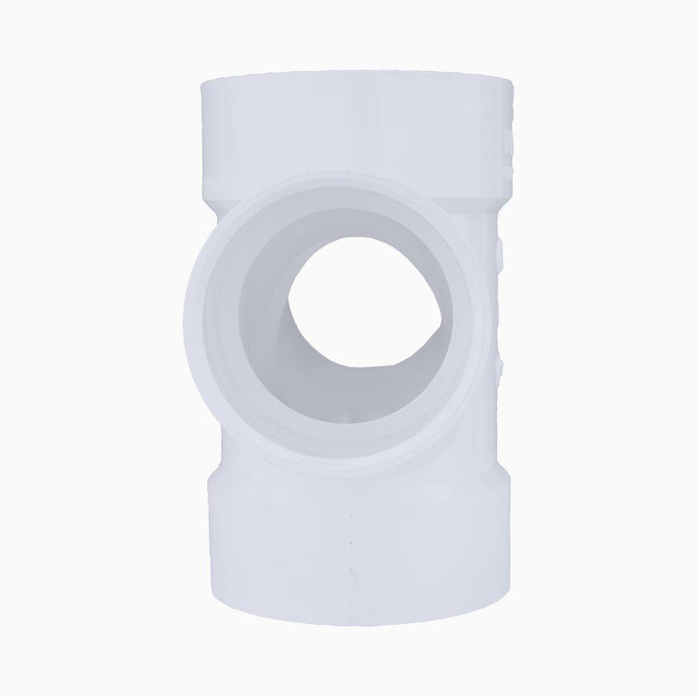 White PVC DWV Double Sanitary Tee 