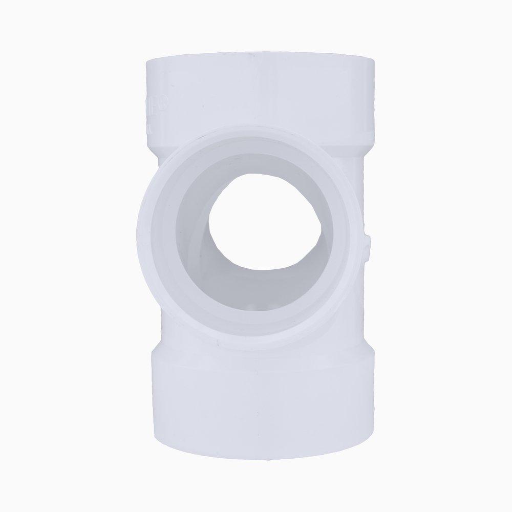 White PVC DWV Double Sanitary Tee 