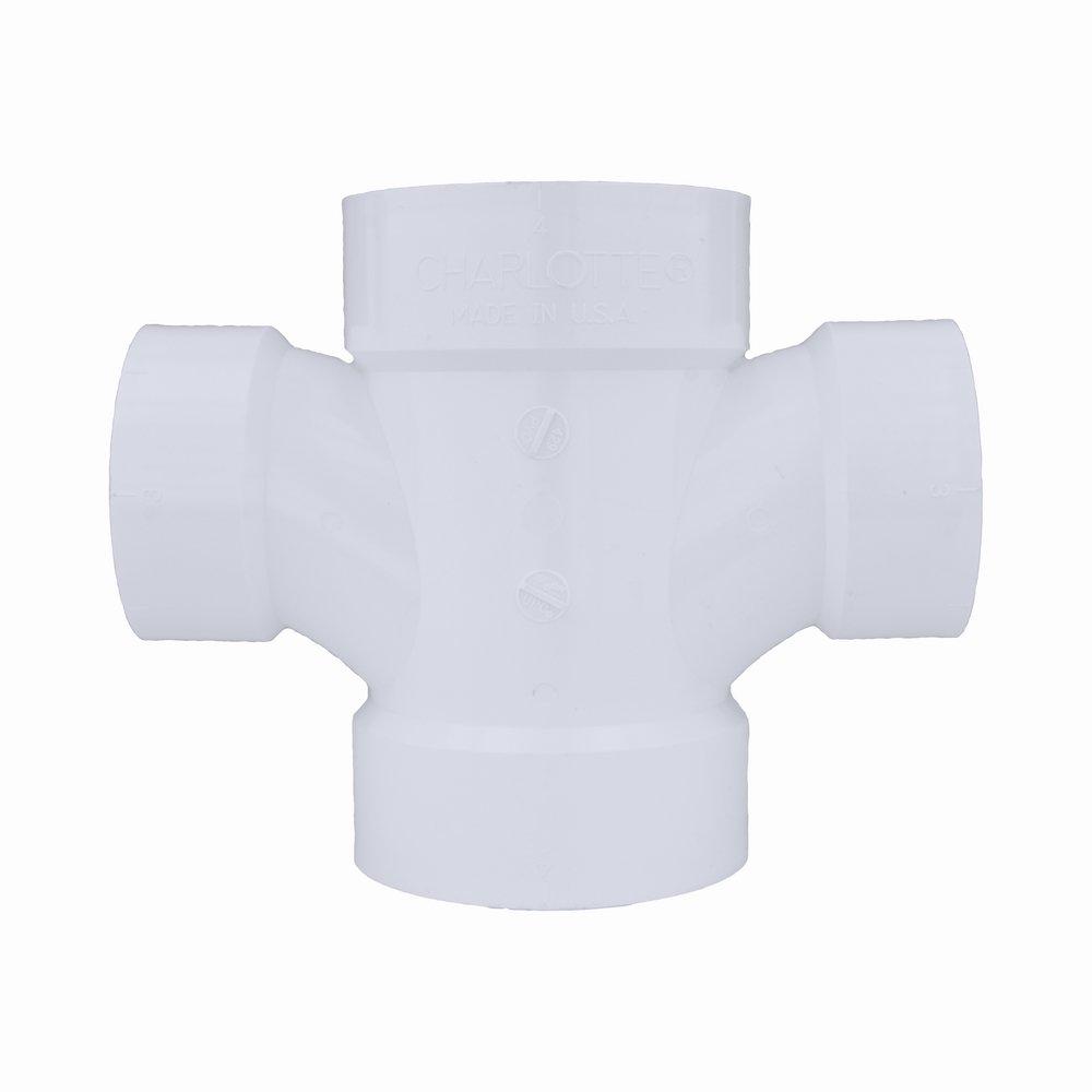 White PVC DWV Double Sanitary Tee 
