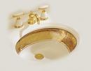 1-Bowl Lavatory Sink with Gold Accent in White