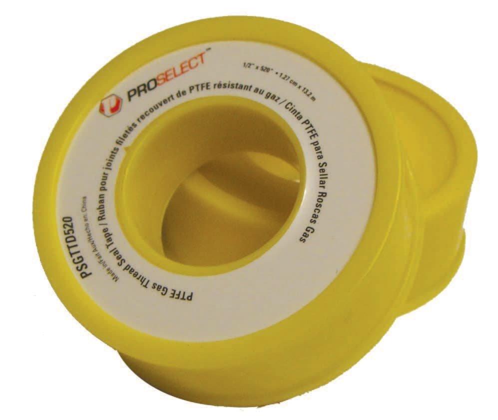 PROSELECT&reg; Yellow 1/2 in. PTFE Pipe Thread Tape in Yellow 