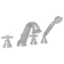 17 gpm 4-Hole Deck Mount Roman Tub Faucet with Handshower and Double Cross Handle in Polished Chrome