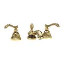 Phylrich&reg; Antique Polished Brass Deck Mount Widespread Bathroom Sink Faucet with Double Lever Handle 