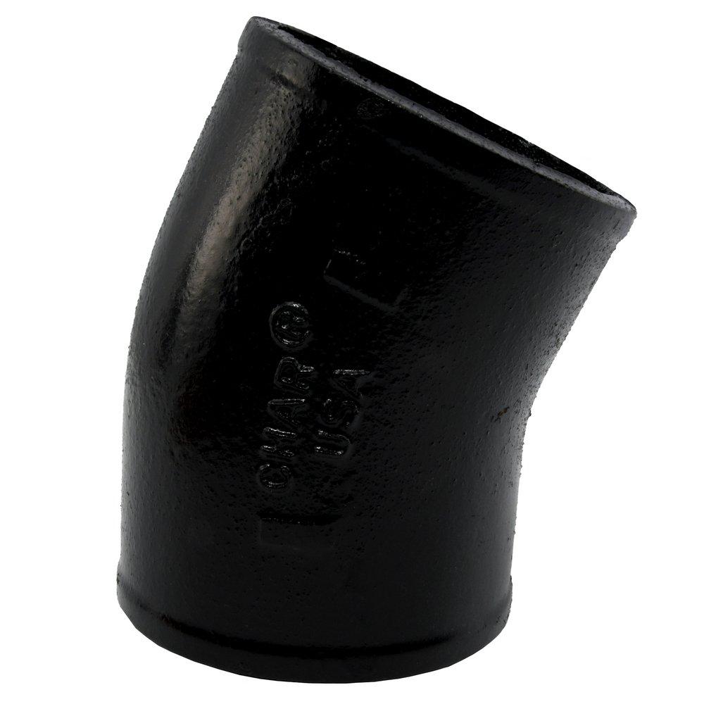 Black No Hub 22-1/2 Degree Cast Iron 1/16 Bend 