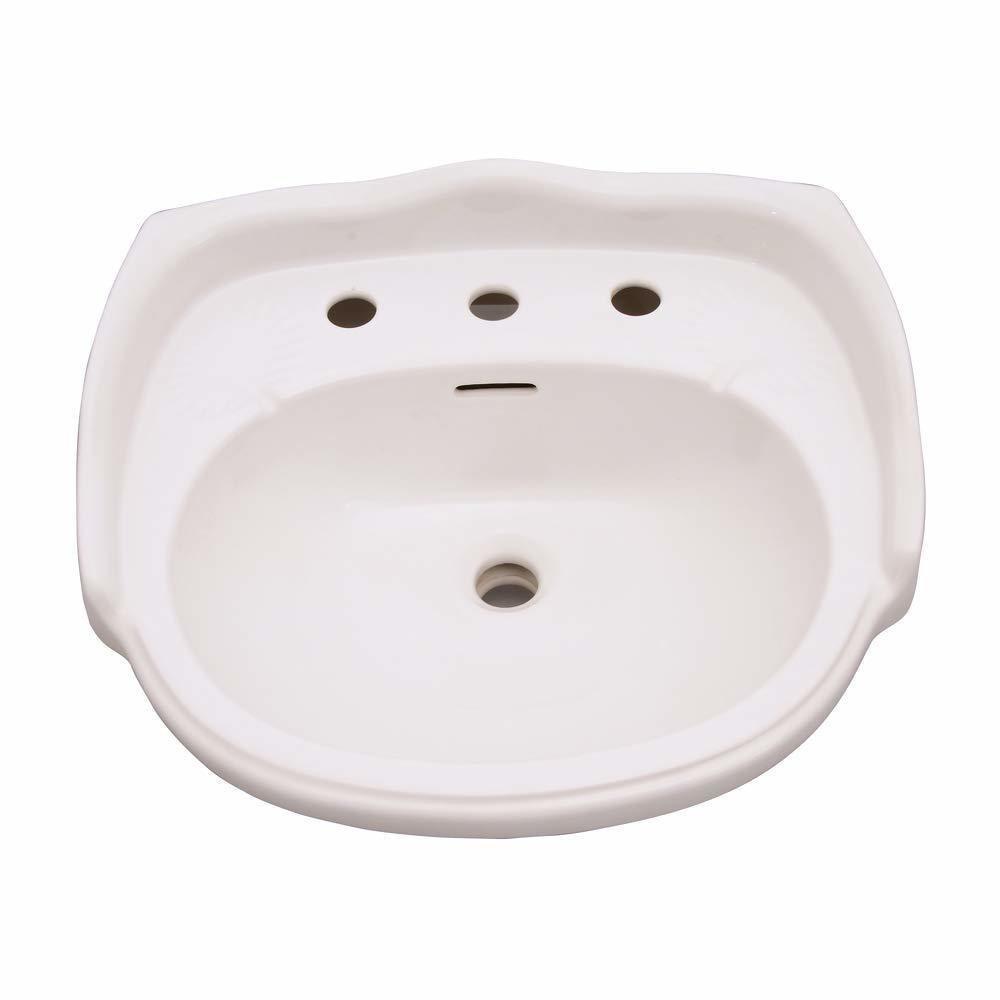 Barclay Products Limited White 3-Hole Lavatory Sink with Center Drain 