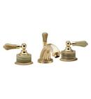 Deck Mount Widespread Bathroom Sink Faucet with Double Lever Handle with Low Spout in Antique Brass