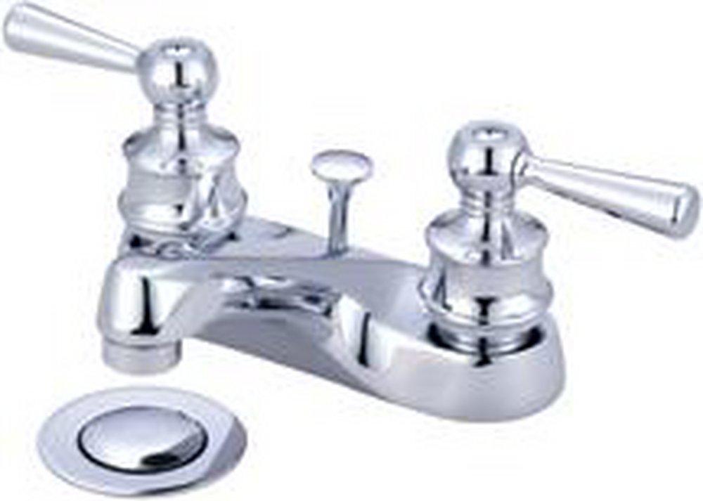 Central Brass Polished Chrome Double Canopy Handle Metal Bathroom Sink Faucet with Pop-Up 