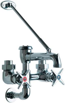 Two Cross Handle Wall Mount Service Faucet in Polished Chrome