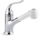 1.8 gpm Single Lever Handle Deckmount Kitchen Sink Faucet Swing Pull-Out Spout 3/8 in. Compression Connection in Polished Chrome