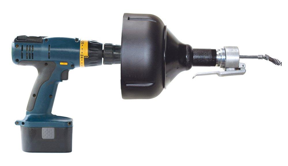 General Pipe Cleaners Grey Handheld Drain Cleaner with Tough New Container and Rugged New Chuck 