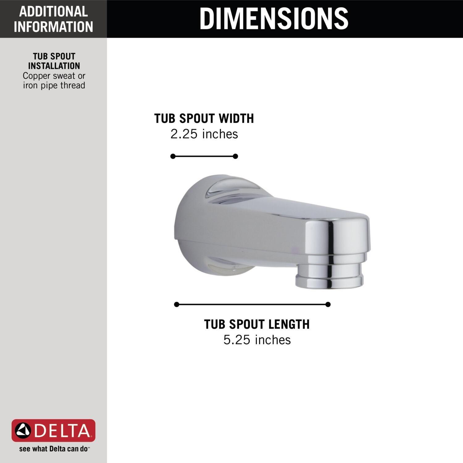 Delta Faucet Chrome 1/2 x 6-1/8 in. IPS Plastic Diverter Tub Spout 