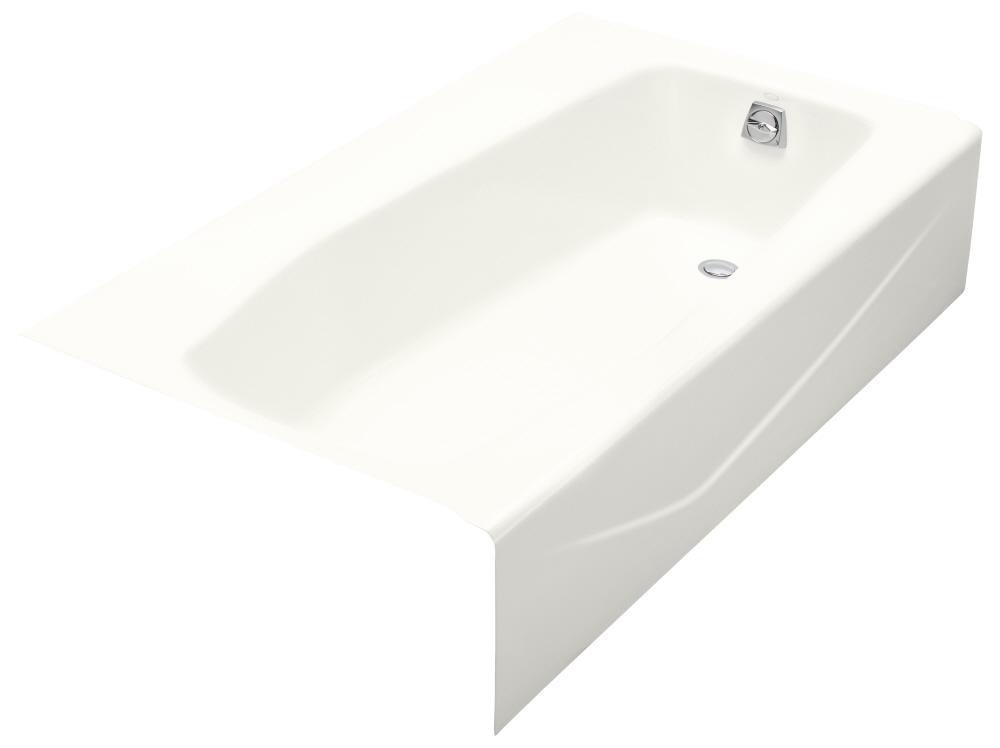 KOHLER White 60 x 34-1/4 in. Soaker Alcove Bathtub Right Drain 