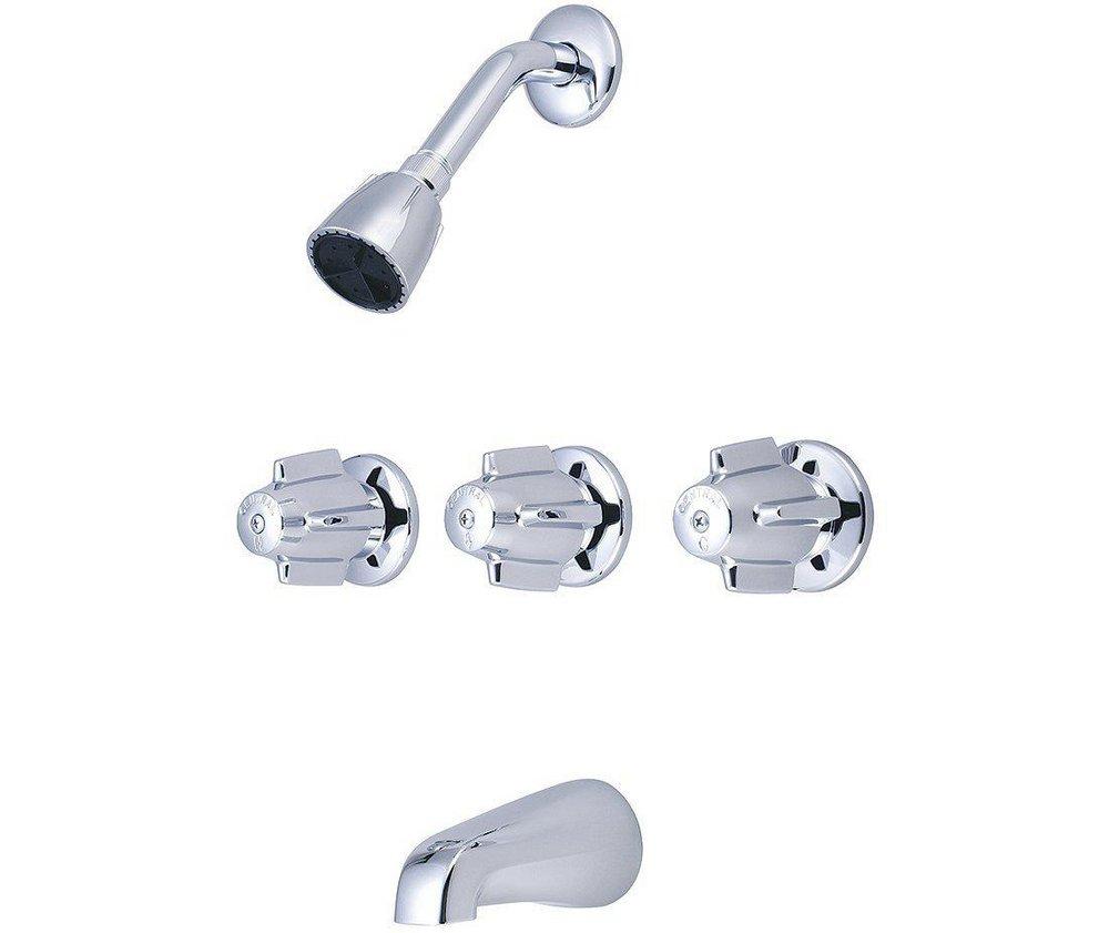 Central Brass Polished Chrome 2.5 gpm Tub and Shower Set with Triple Lever Handle 