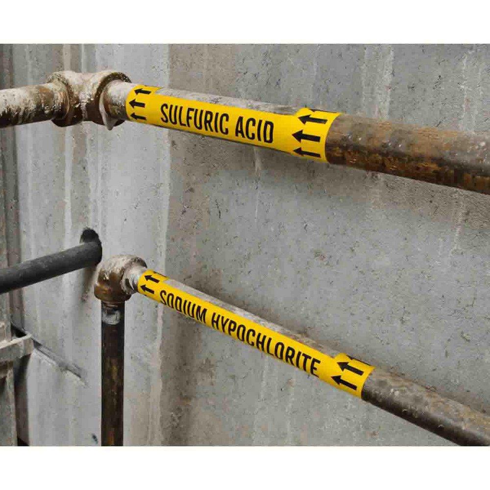 Brady Worldwide Black/Yellow 1-1/8 x 7 in. Custom Pipe Marker 