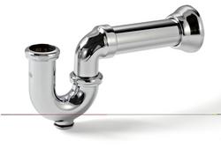 1-1/4 x 1-1/2 in. Cast Brass P-Trap with Clean-Out, Flange and 6 in. Extension Tube