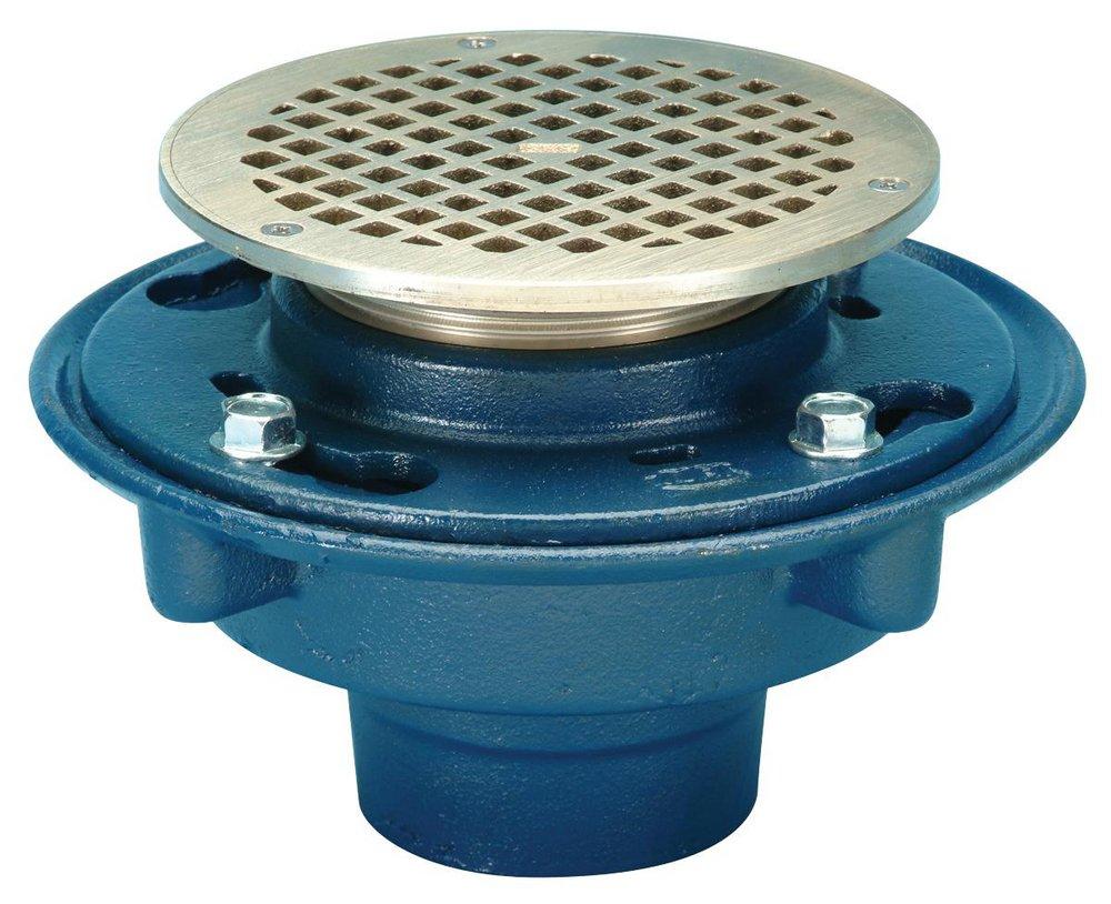 Zurn 2 in. No Hub Cast Iron Floor Drain with 6 in. Round Nickel