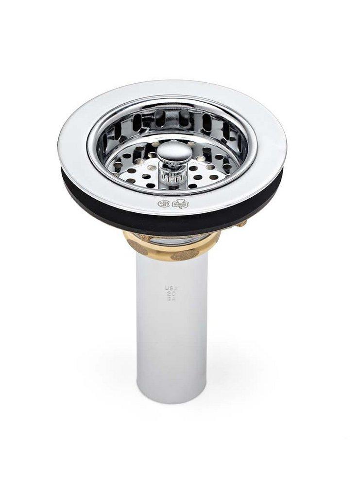 McGuire Manufacturing Polished Chrome 1- 1/2 x 4 in. Brass Basket Strainer 20GA Tailpiece 