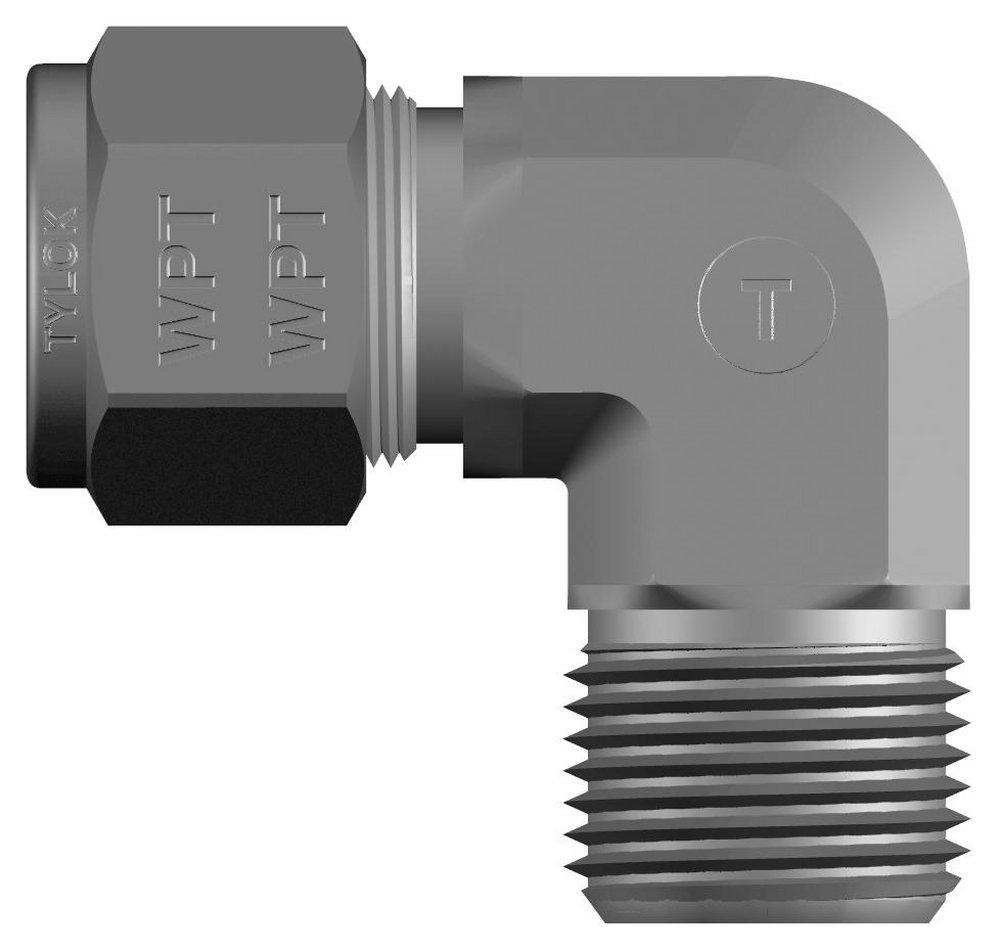 Tylok OD Tube x MNPT Double Ferrule 316 Stainless Steel 90 Degree Elbow 