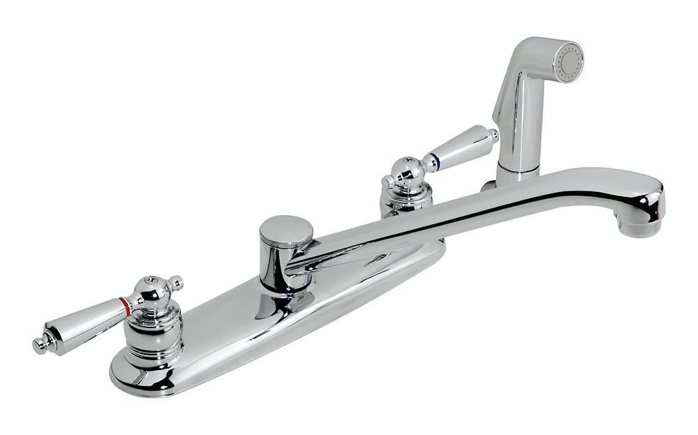 Symmons Industries Polished Chrome 2.2 gpm 3-Hole Kitchen Faucet with Double Blade Handle 