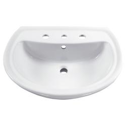 24-1/2 in. Oval Vitreous China Pedestal Bathroom Sink in White