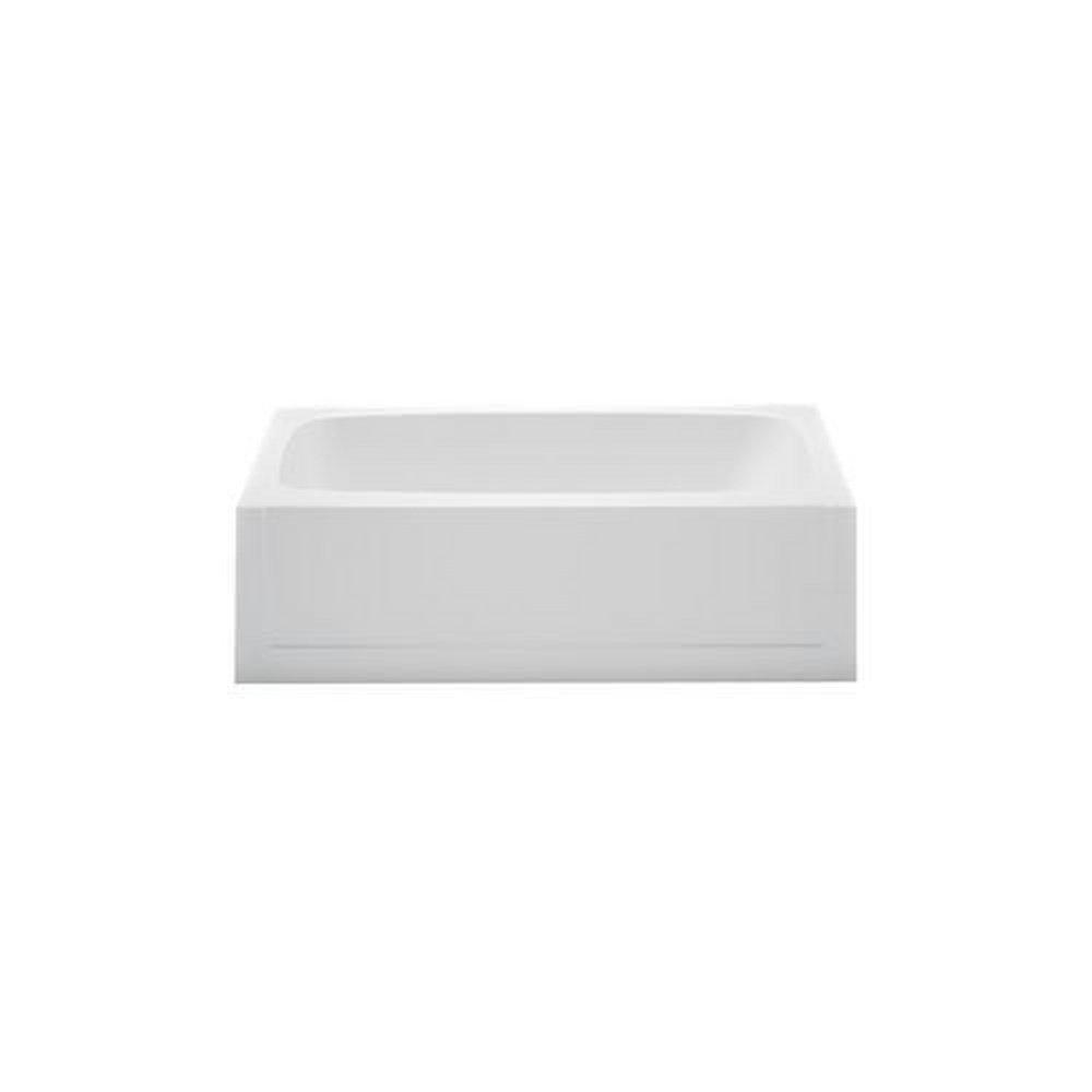 Aquatic White 54 x 28-3/8 in. Soaker Alcove Bathtub Left Drain 