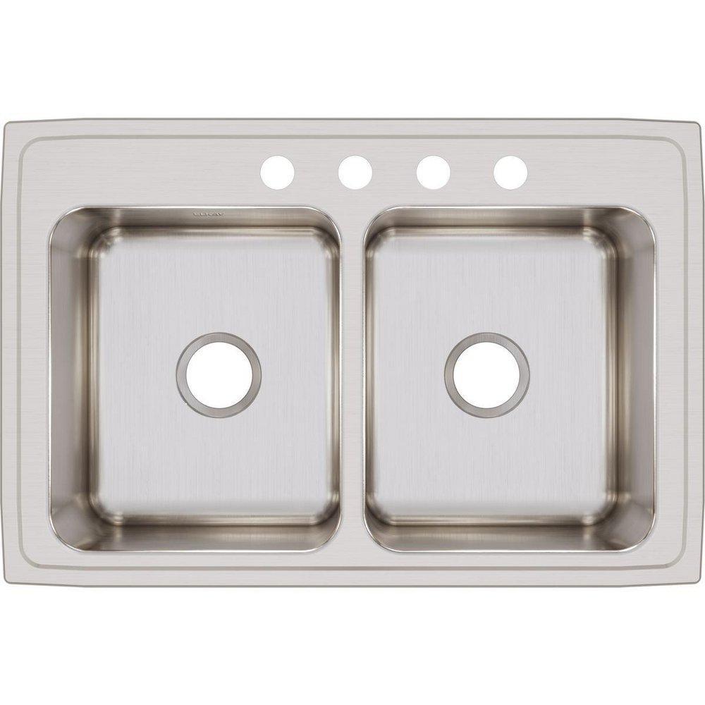Elkay Lustrous Satin 33 x 22 in. Stainless Steel Double Bowl Drop-in Kitchen Sink in Lustrous Satin 