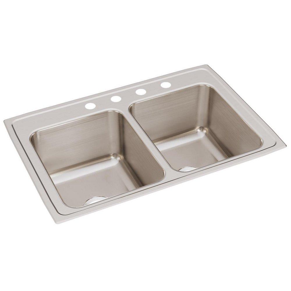 Elkay Lustrous Satin 33 x 22 in. Stainless Steel Double Bowl Drop-in Kitchen Sink in Lustrous Satin 