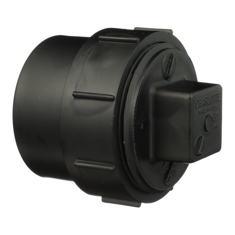 Black ABS DWV Fitting Cleanout Adapter with Plug 