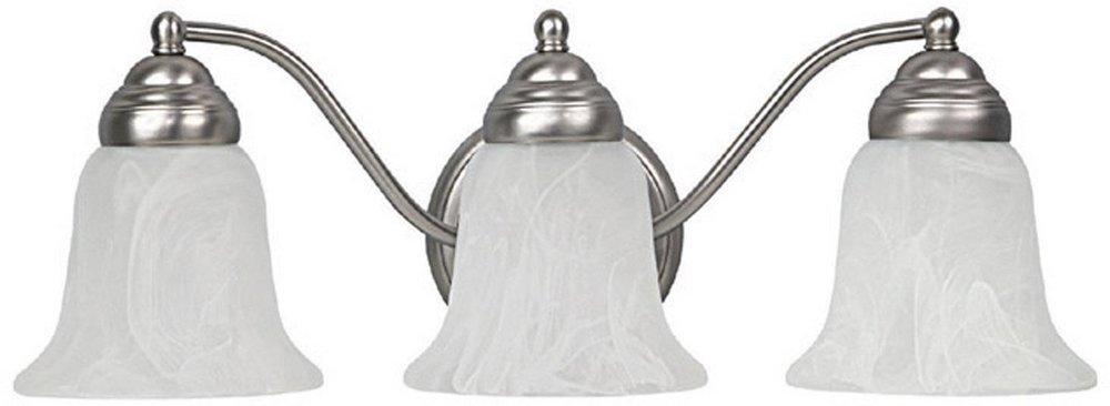 Capital Lighting Matte Nickel 8 in. 100W 3-Light Vanity Fixture with Faux White Alabaster Glass Shade 