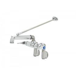 Service Sink Faucet, Polished Chrome Finish, Integral Stops, Wall Brace, Garden Hose Outle