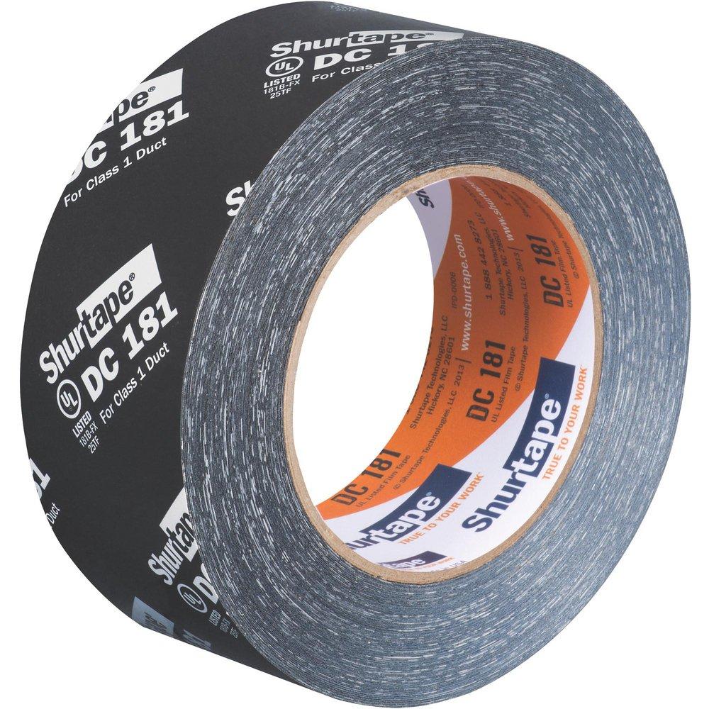 Shurtape Black 110m x 48mm Film and Acrylic Adhesive Duct and HVAC Film Tape 
