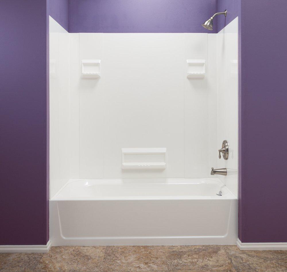 E.L. Mustee & Sons White Fiberglass 5 Panel Bath Wall 