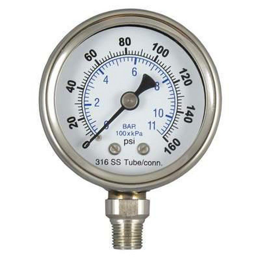 Nucor 1/4 in. Lower Connection Pressure Gauge 