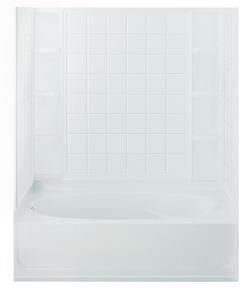 60 x 37-1/2 x 54-1/4 in. Tub & Shower Wall Set in White