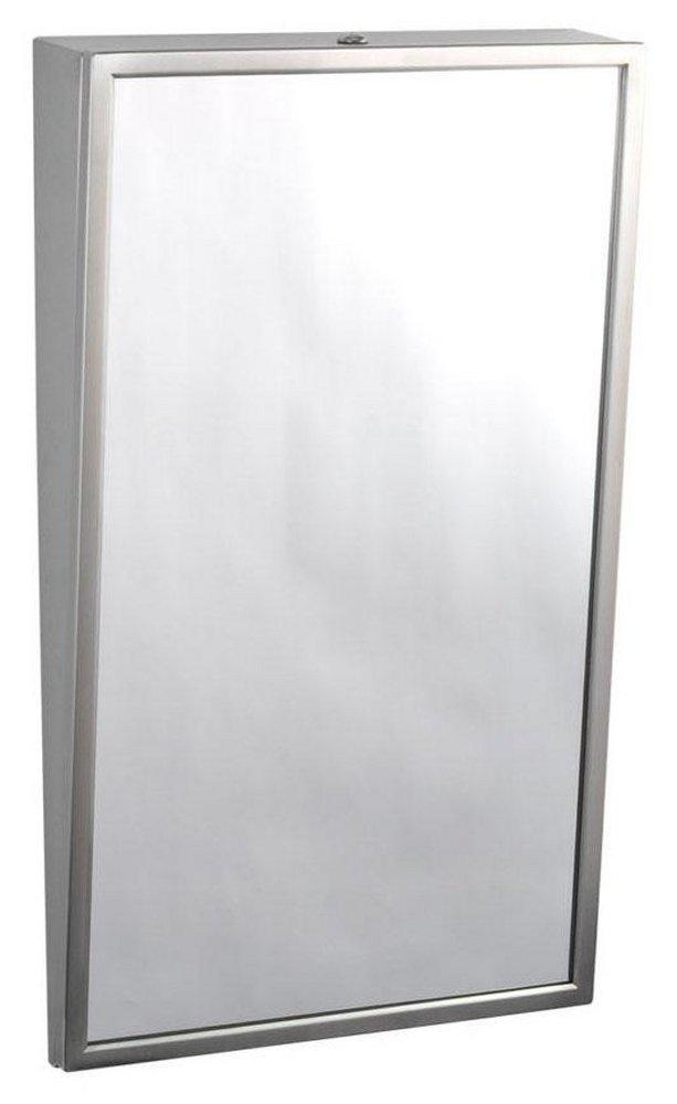 Bobrick Satin 24 in. Stainless Steel Frame Tilt Glass Mirror 