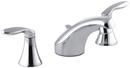 3-Hole Deckmount Widespread Lavatory Faucet with Pop-Up Drain and Double Knob Handle in Polished Chrome