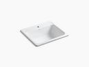 KOHLER White 25 x 22 in. 1 Hole Cast Iron Single Bowl Drop-in Kitchen Sink 