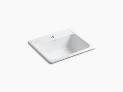 25 in. Drop-in Cast Iron Single Bowl Kitchen Sink in White