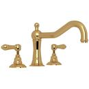 3-Hole Deck Mount Roman Tub Filler with Double Metal Lever Handle in Inca Brass