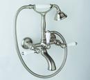 Three Handle Wall Mount Tub Filler with Handshower in Tuscan Brass